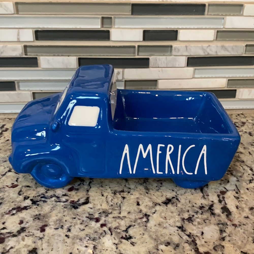 Rae Dunn blue AMERICA truck